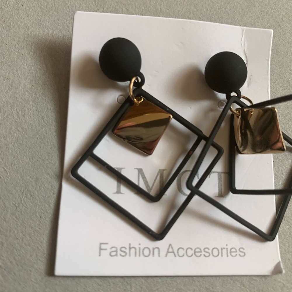 Quality Metal Dangle Square Layer Earrings